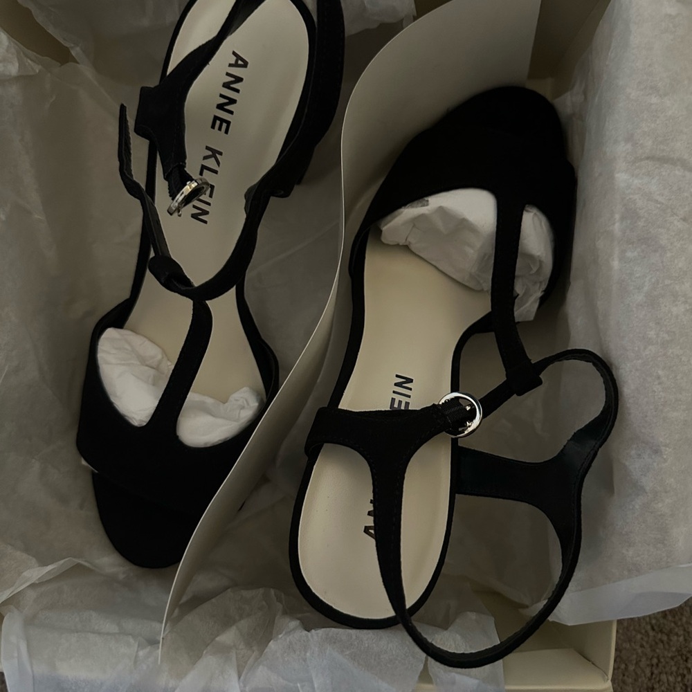 Anne Klein Black Strappy Heels